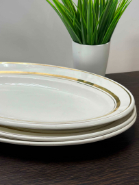 Сервировочное овальное блюдо Будянский ФЗ 1960х гг. Фаянс, позолота. Цена за 1шт. Картинка 4